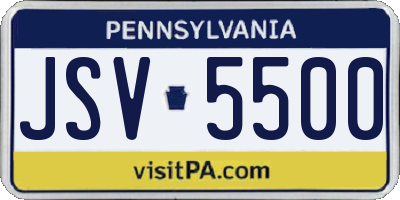 PA license plate JSV5500
