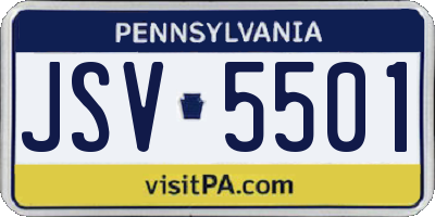 PA license plate JSV5501