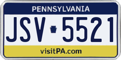 PA license plate JSV5521