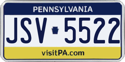 PA license plate JSV5522