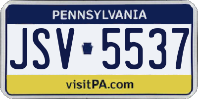 PA license plate JSV5537