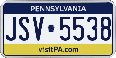 PA license plate JSV5538
