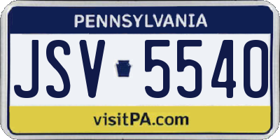 PA license plate JSV5540