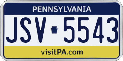 PA license plate JSV5543