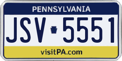 PA license plate JSV5551