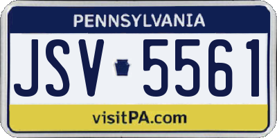 PA license plate JSV5561