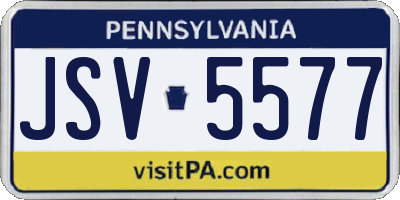 PA license plate JSV5577