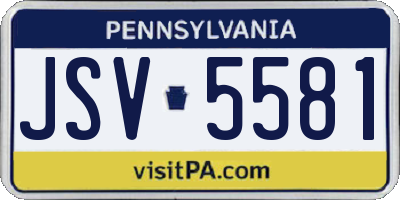 PA license plate JSV5581