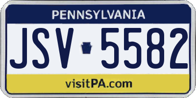 PA license plate JSV5582