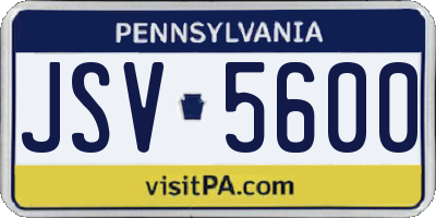 PA license plate JSV5600