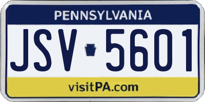 PA license plate JSV5601