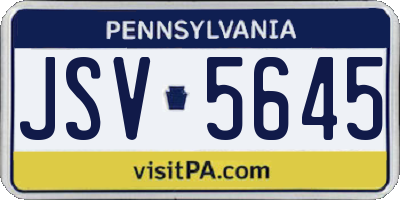 PA license plate JSV5645