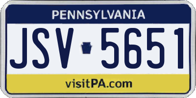 PA license plate JSV5651