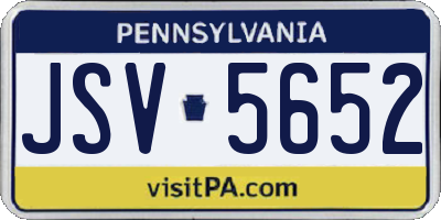 PA license plate JSV5652