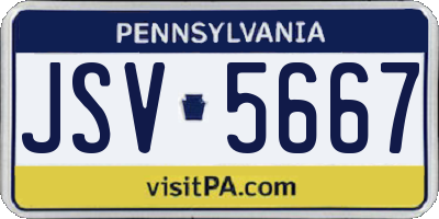 PA license plate JSV5667