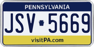 PA license plate JSV5669