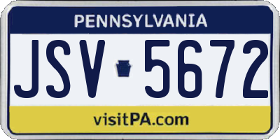 PA license plate JSV5672