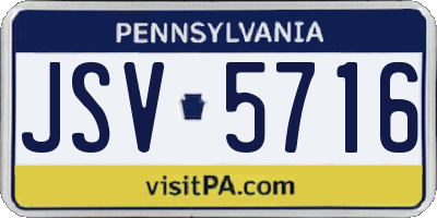 PA license plate JSV5716