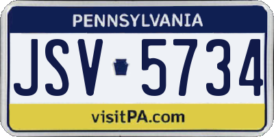 PA license plate JSV5734