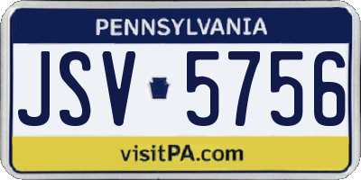 PA license plate JSV5756
