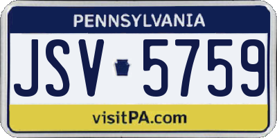 PA license plate JSV5759