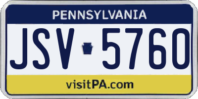PA license plate JSV5760