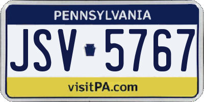 PA license plate JSV5767