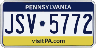 PA license plate JSV5772