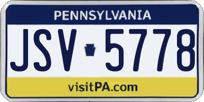 PA license plate JSV5778