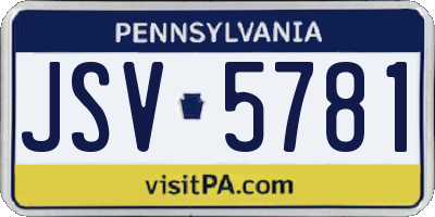 PA license plate JSV5781
