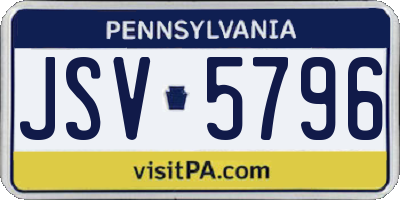 PA license plate JSV5796