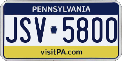 PA license plate JSV5800