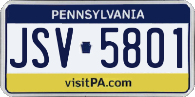 PA license plate JSV5801