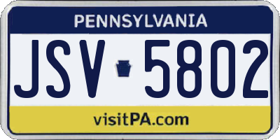 PA license plate JSV5802