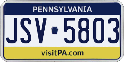 PA license plate JSV5803