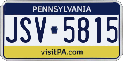 PA license plate JSV5815
