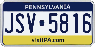 PA license plate JSV5816