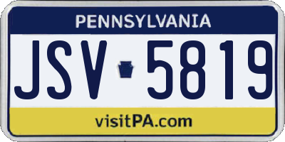PA license plate JSV5819
