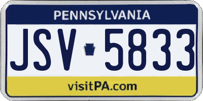 PA license plate JSV5833
