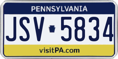 PA license plate JSV5834