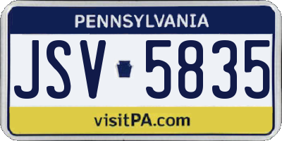 PA license plate JSV5835