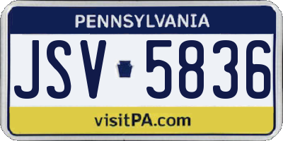 PA license plate JSV5836