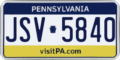 PA license plate JSV5840