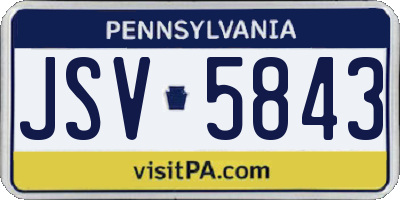 PA license plate JSV5843
