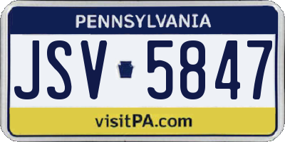 PA license plate JSV5847