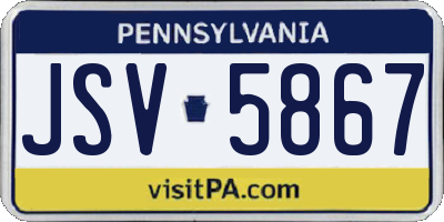 PA license plate JSV5867