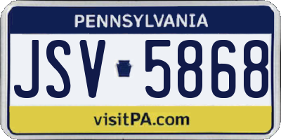 PA license plate JSV5868