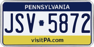 PA license plate JSV5872