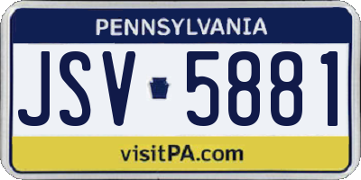 PA license plate JSV5881