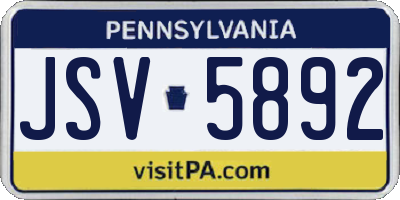 PA license plate JSV5892